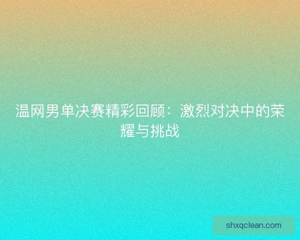 温网男单决赛精彩回顾：激烈对决中的荣耀与挑战