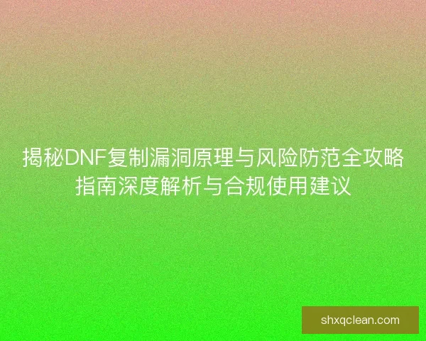 揭秘DNF复制漏洞原理与风险防范全攻略指南深度解析与合规使用建议 揭秘DNF复制漏洞原理与风险防范全攻略指南深度解析与合规使用建议