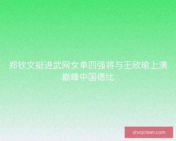 郑钦文挺进武网女单四强将与王欣瑜上演巅峰中国德比 郑钦文挺进武网女单四强将与王欣瑜上演巅峰中国德比