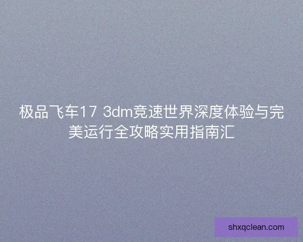 极品飞车17 3dm竞速世界深度体验与完美运行全攻略实用指南汇